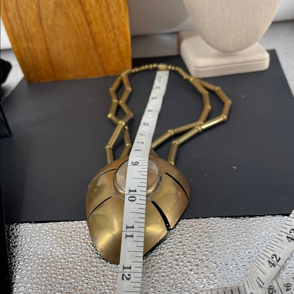 1.13.26-4  Handmade Unique & Rare Indigenous Chalcedony Quartz & Brass Necklace - Picture 10 of 13